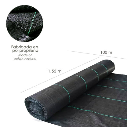 Malha anti-ervas daninhas (rolo 1,55x100 metros) Malha anti-ervas daninhas, malha geotêxtil de jardim, tecido anti-ervas daninhas de jardim
