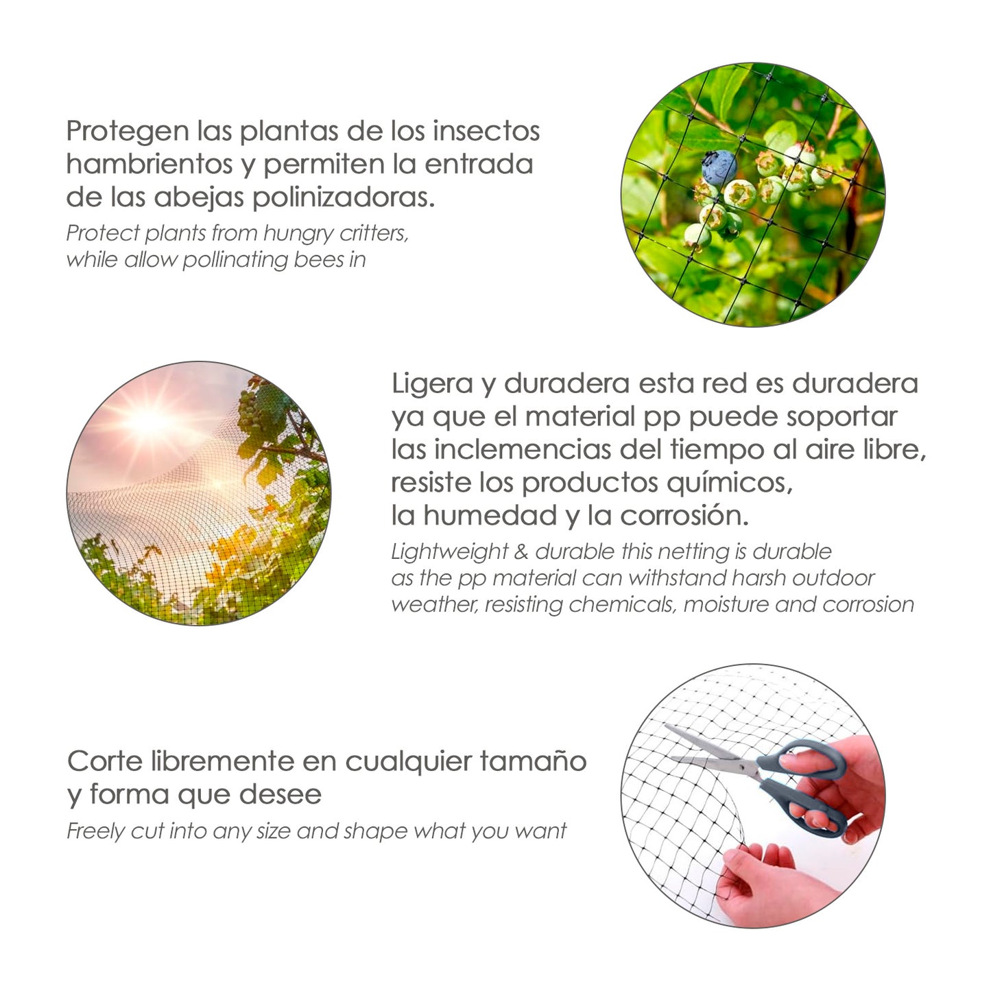 Malla Protectora Avicola BOP 16 x 16 mm. 50 gramos/m2. 1m. x 10 m.