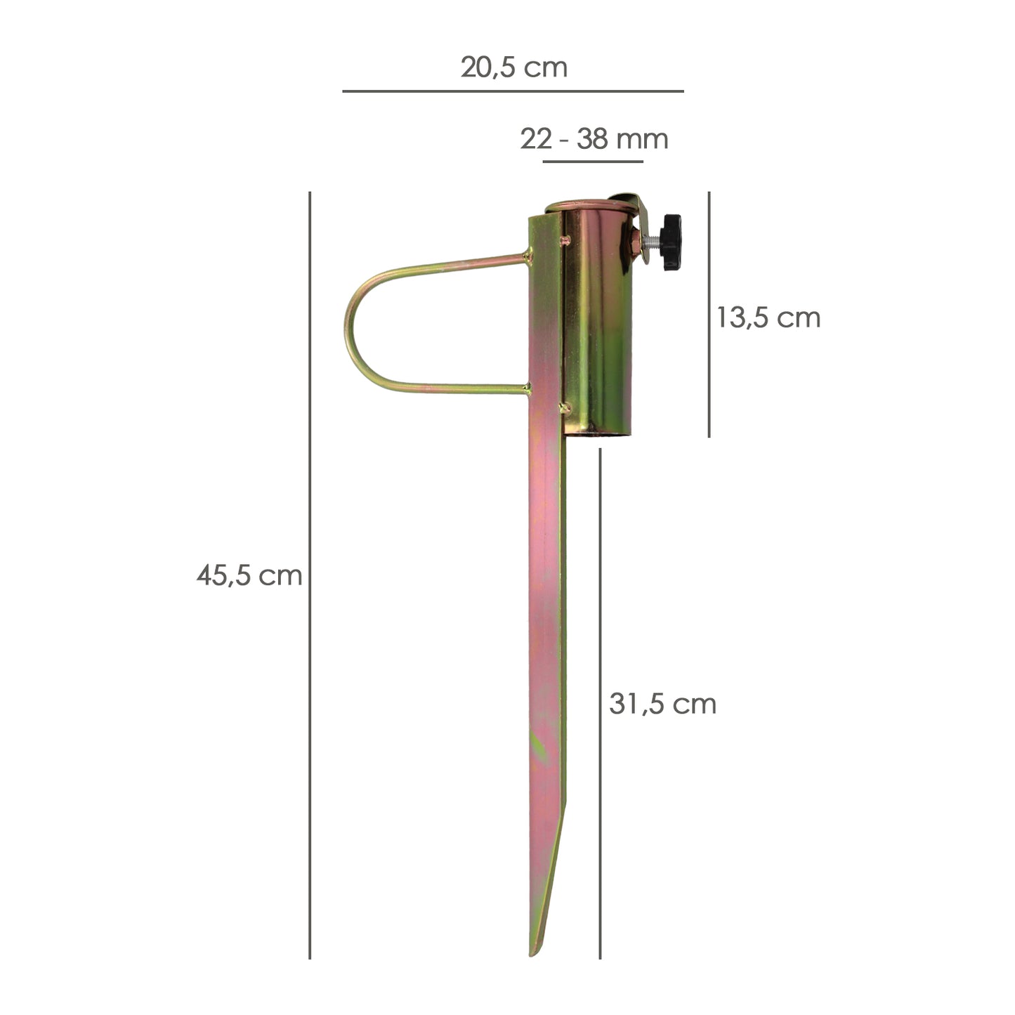 Pincho Acero Sombrilla Playa 45,5 cm.