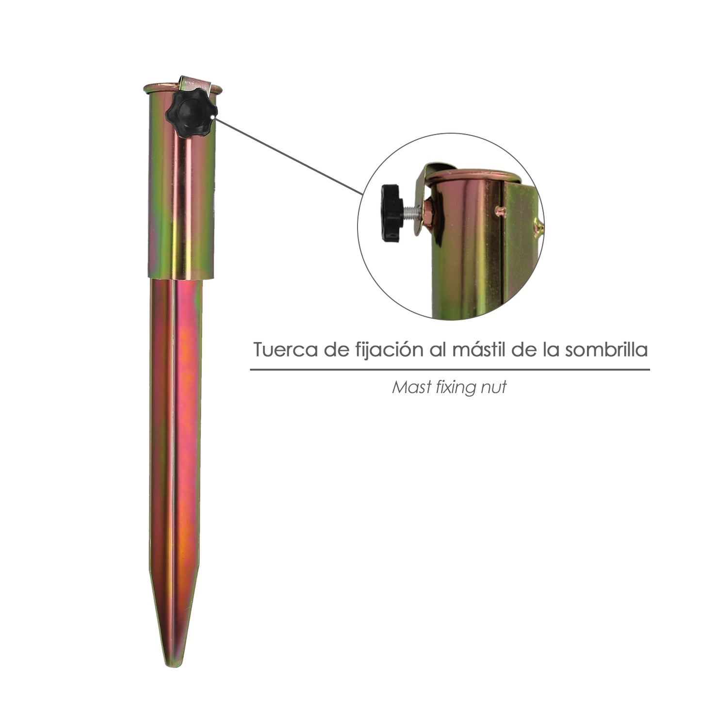 Pincho Acero Sombrilla Playa 45,5 cm.