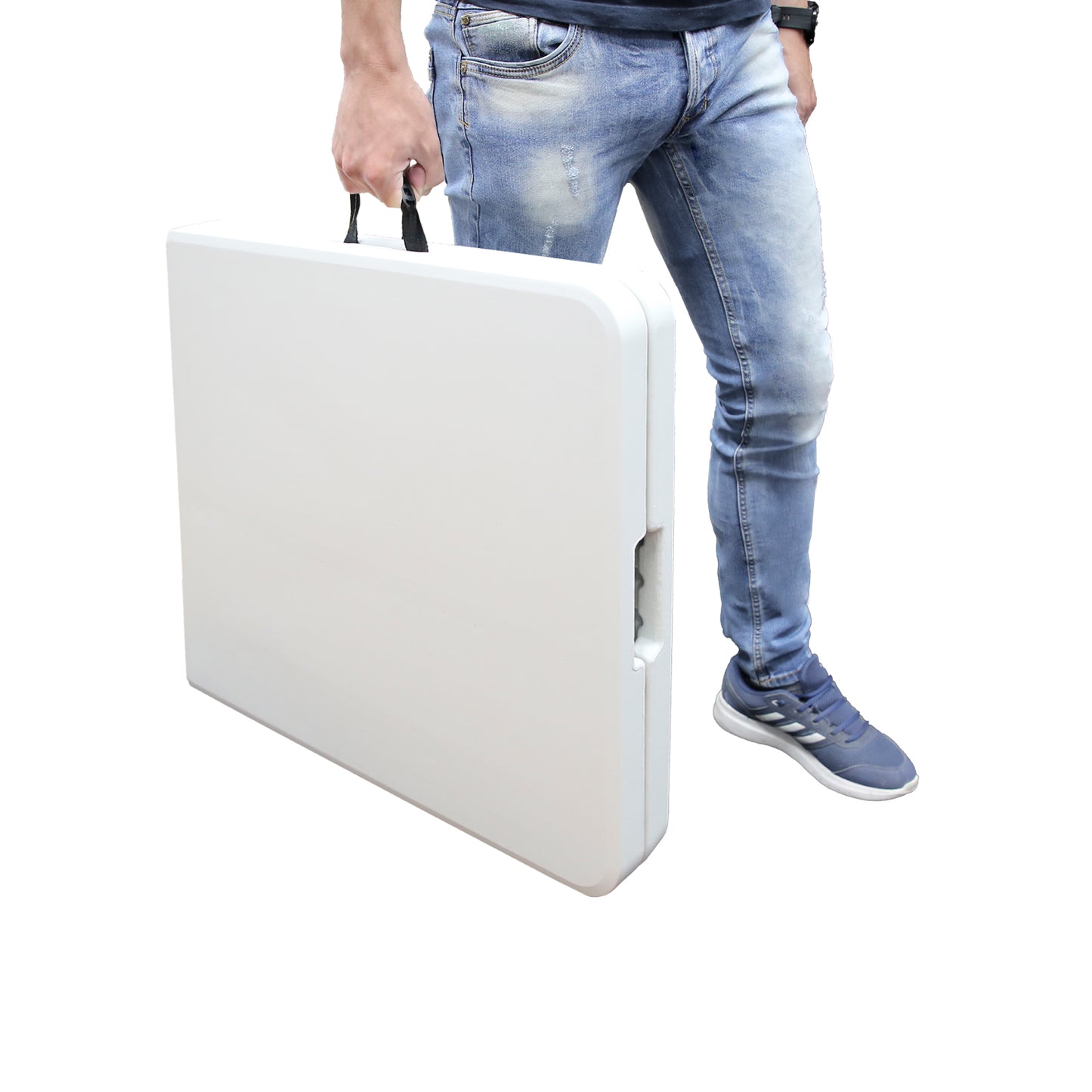 Mesa Dobrável Retangular PEAD Multifuncional, Portátil, Resistente, Multiuso 122x61x74 cm. Cor branca