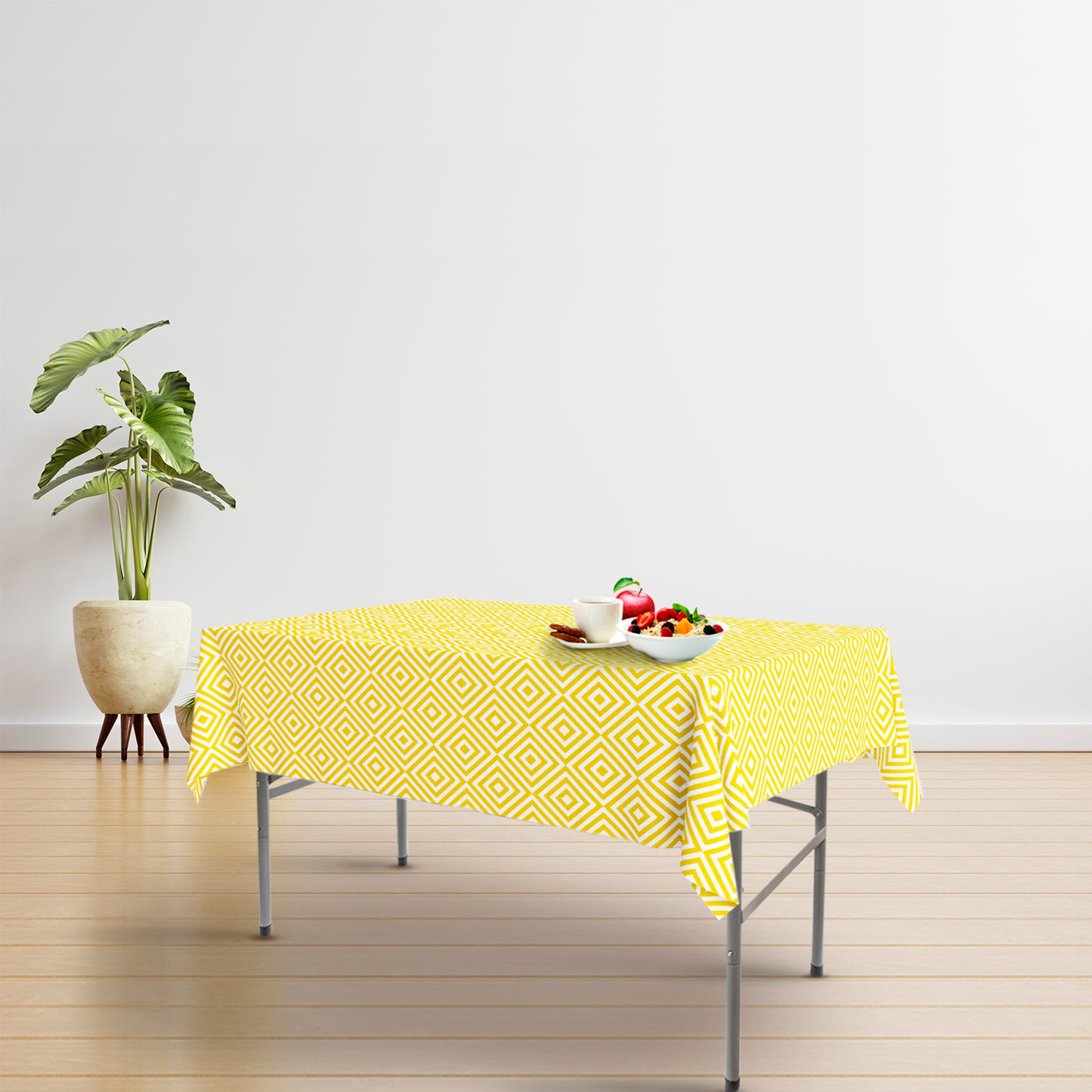 Mesa Dobrável Retangular PEAD Multifuncional, Portátil, Resistente, Multiuso 122x61x74 cm. Cor branca