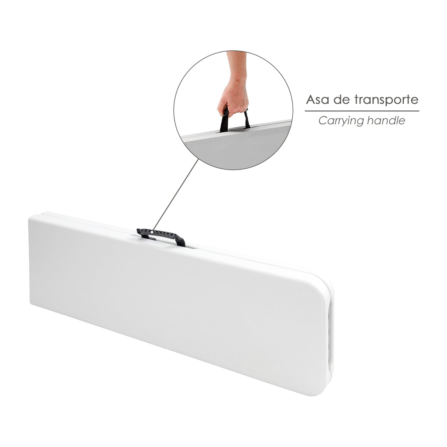 Banco Plegable Multifuncional, Portatil, Resistente,Multiusos 183x28x44 cm. Color Blanco