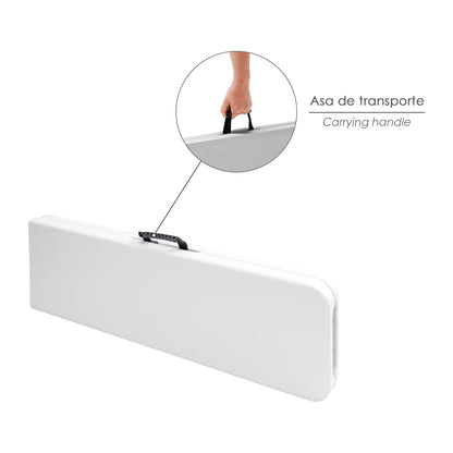 Banco Plegable Multifuncional, Portatil, Resistente,Multiusos 183x28x44 cm. Color Blanco