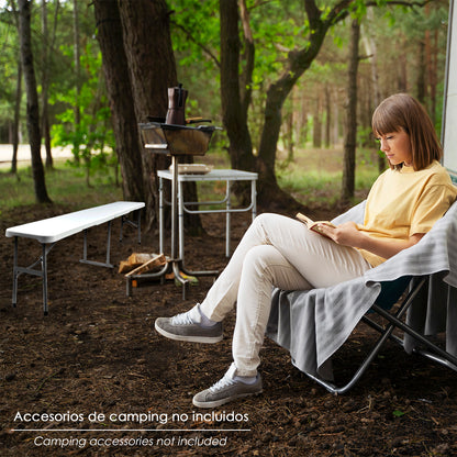Banco Plegable Multifuncional, Portatil, Resistente,Multiusos 183x28x44 cm. Color Blanco