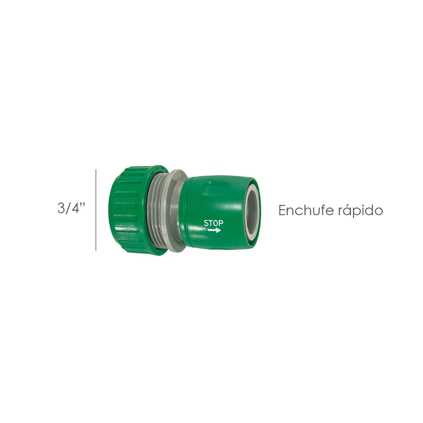 Conector de mangueira de plástico 3/4 com stop blister