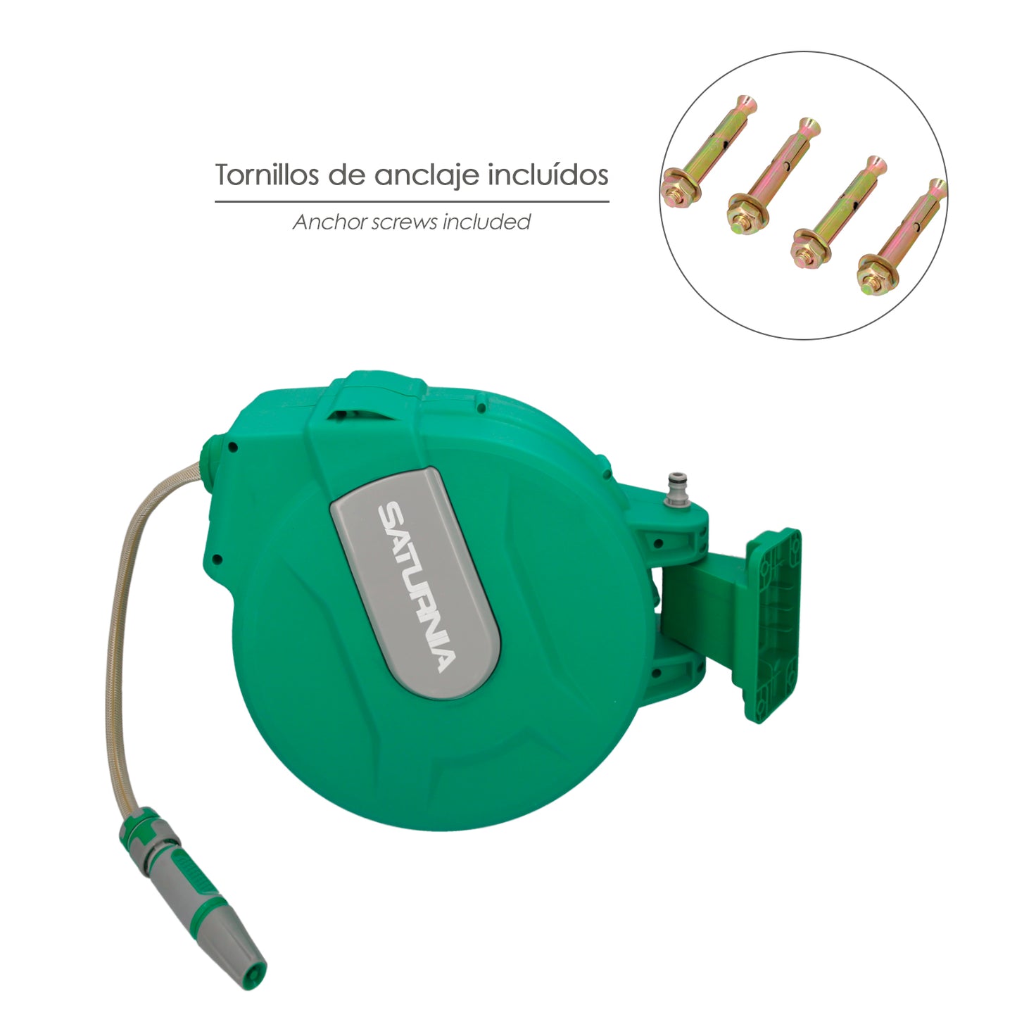 Enrollador Automatico Manguera Para Jardin. Recogedor Manguera Automatico, Porta Mangueras Jardin Manguera De 20 Metros