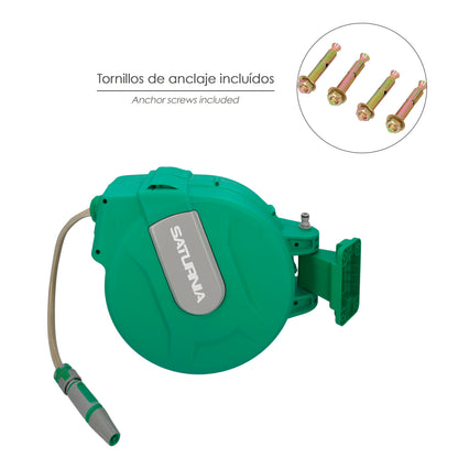 Enrollador Automatico Manguera Para Jardin. Recogedor Manguera Automatico, Porta Mangueras Jardin Manguera De 20 Metros
