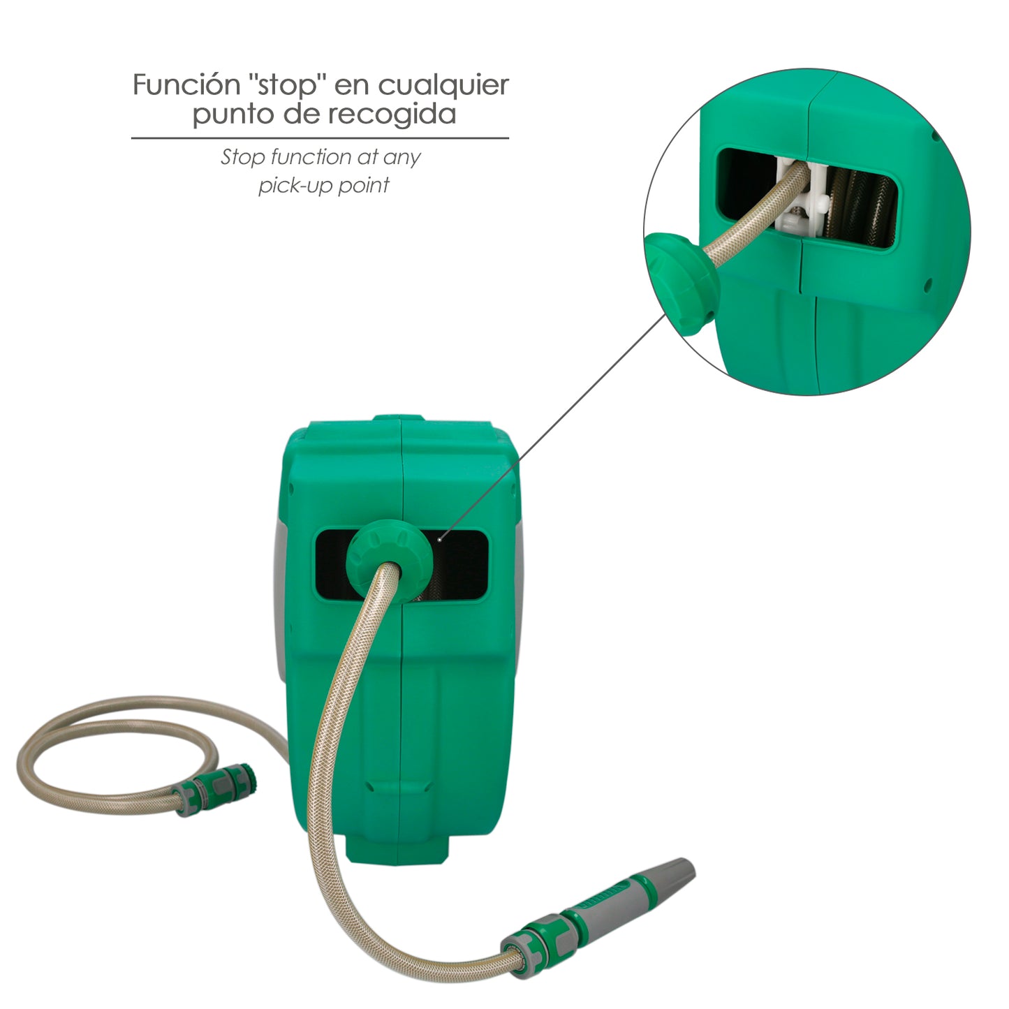 Enrollador Automatico Manguera Para Jardin. Recogedor Manguera Automatico, Porta Mangueras Jardin Manguera De 20 Metros