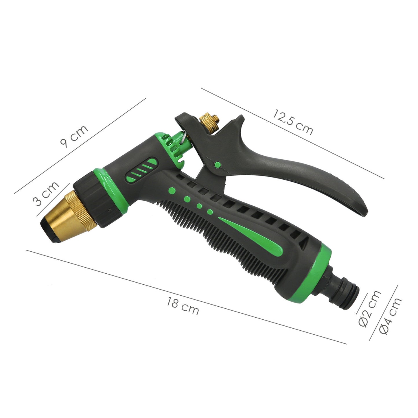 Pistola de irrigação de mangueira de metal ajustável