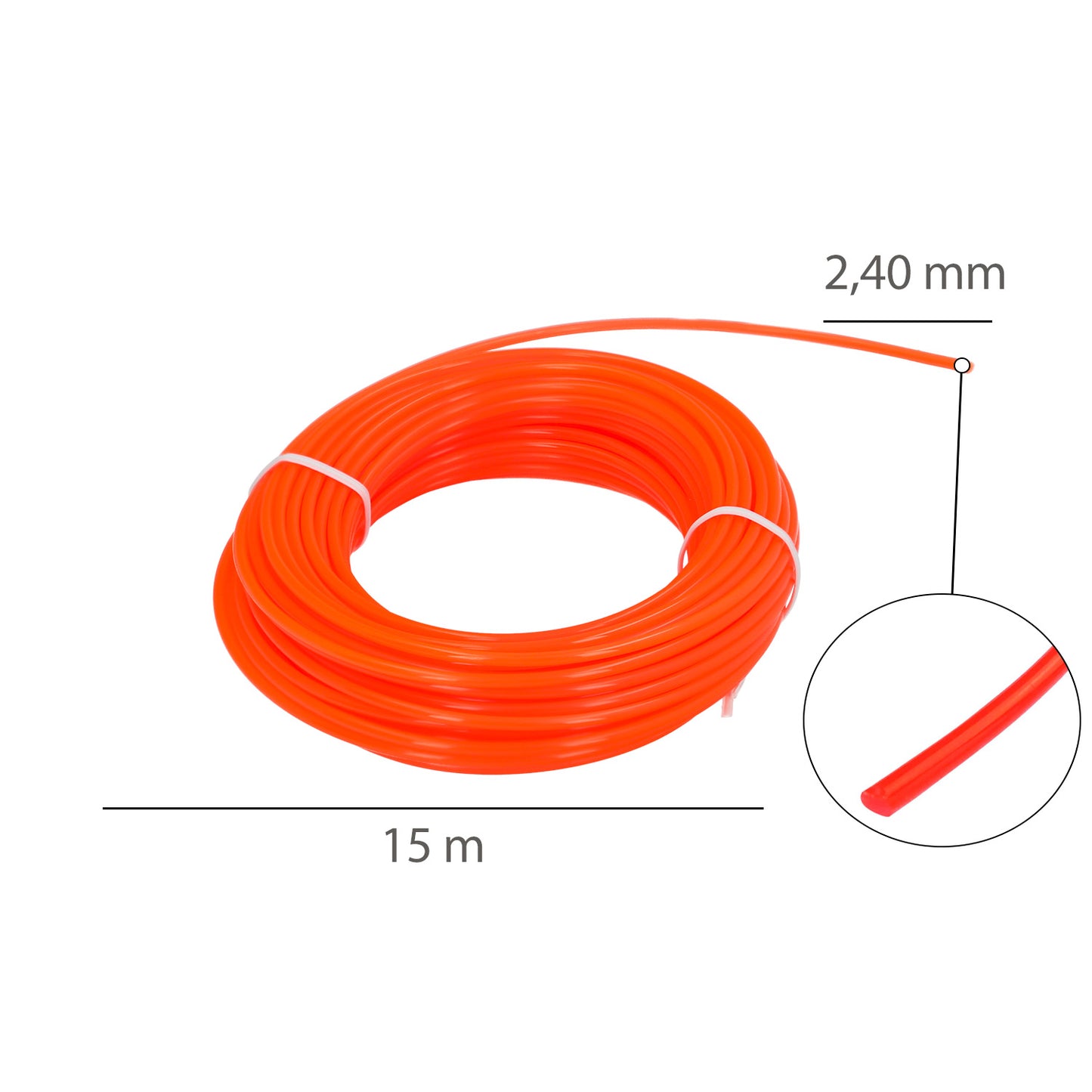 Hilo Nylon Redondo 2,4mm (Rollo 15mt.)