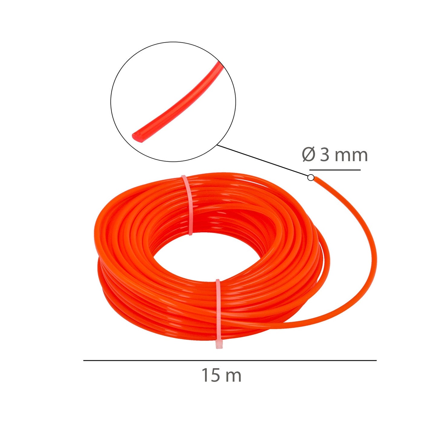 Hilo Nylon Redondo 3,0mm (Rollo 15mt.)