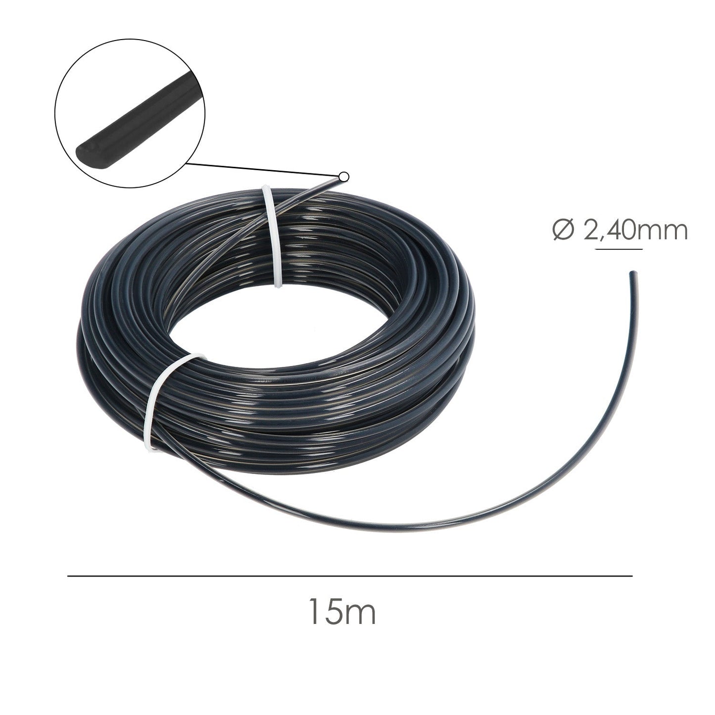 Hilo Nylon Redondo Profesional Ø 2,4 mm. Rollo 15 metros