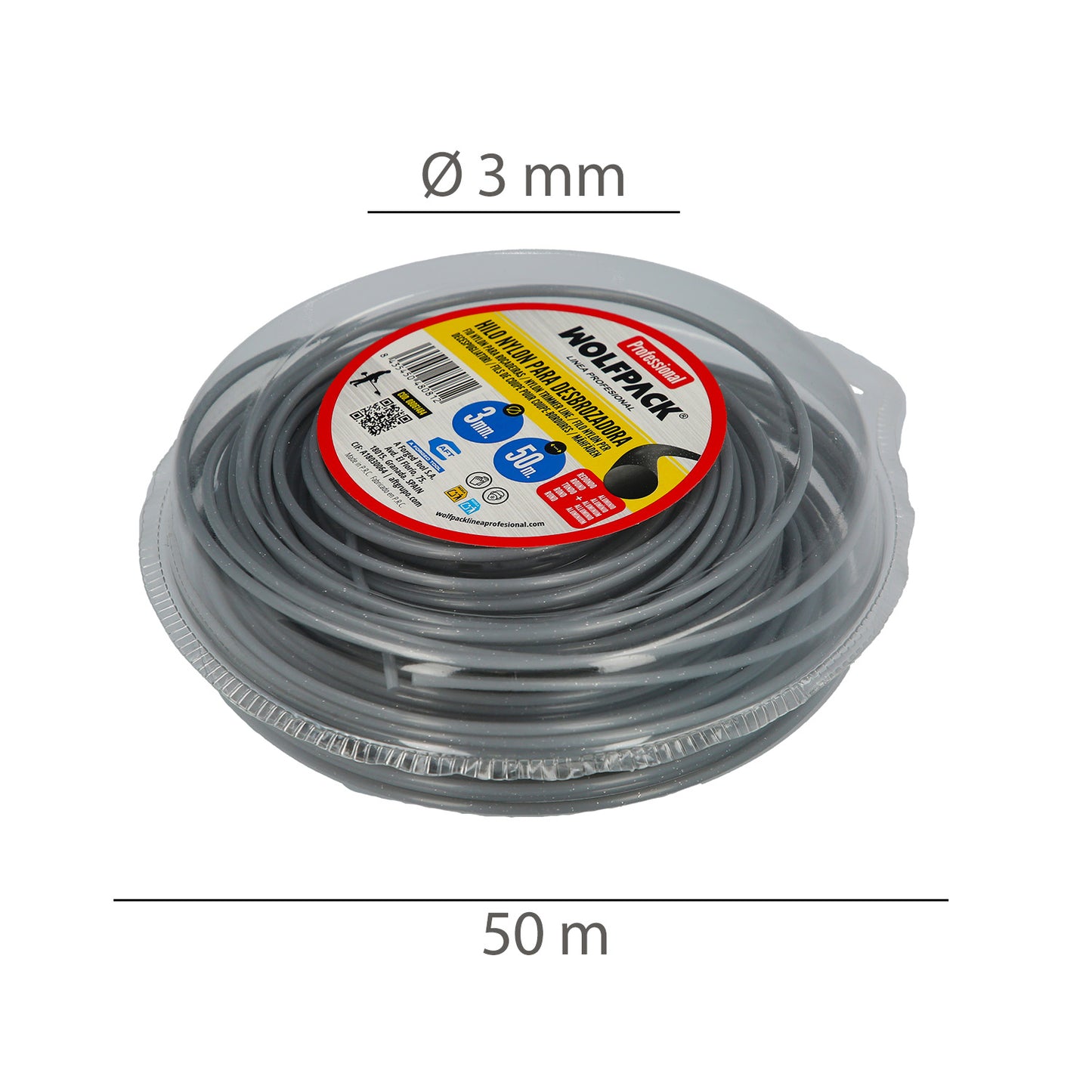 Hilo Nylon/Aluminio Redondo Profesional 3,0mm (Rollo 50mt.)
