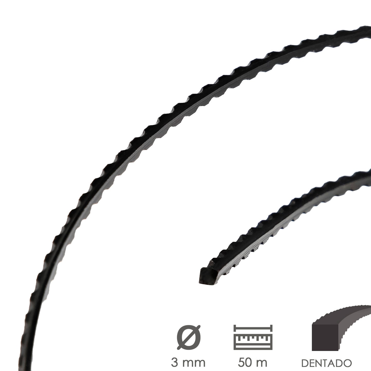 Hilo Nylon Desbrozadoras Cuadrado Dentado Profesional Ø 3,0 mm. Rollo 50 metros. Hilo Nylon Corte Desbrozadores Hierba,