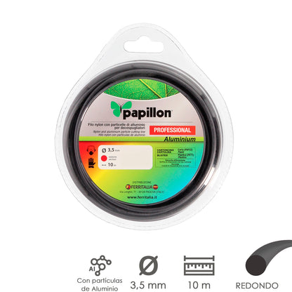 Roçadeiras profissionais redondas da linha Nylon e Alumínio Ø 3,5 mm. Role 10 metros. Grama cortada com barbante de nylon, jardim, ervas daninhas
