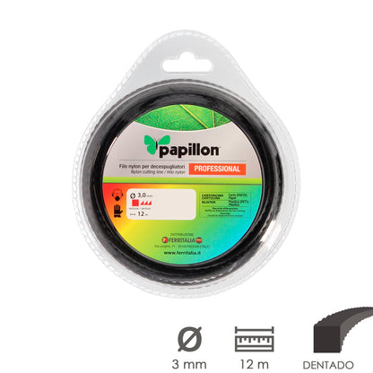 Roçadeira Profissional Dentada Quadrada Nylon Linha Ø 3,0 mm. Role 12 metros. Cortadores de escova de corte de linha de náilon grama,