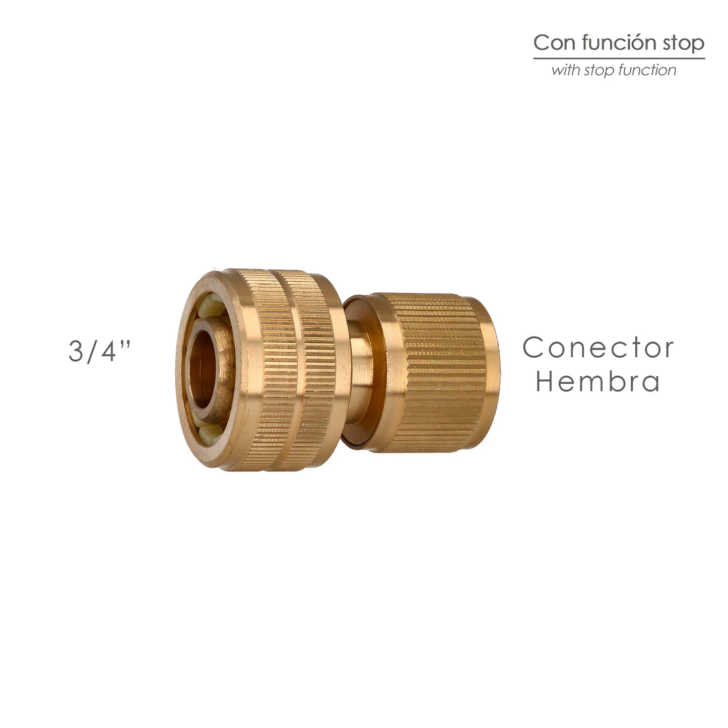 Conector de Mangueira Com Função STOP Fabricado em Latão 3/4" Fêmea, Adaptador de Torneira, Conector de Torneira Para Conector Rápido