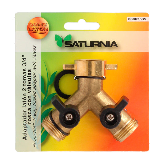 Adaptador de mangueira de latão 2 tomadas macho de 3/4", duplicador de torneira, adaptador de 2 vias, entrada fêmea de 3/4"