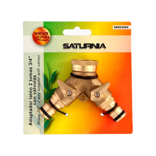 Adaptador de mangueira de latão 2 soquetes para torneira de 3/4"