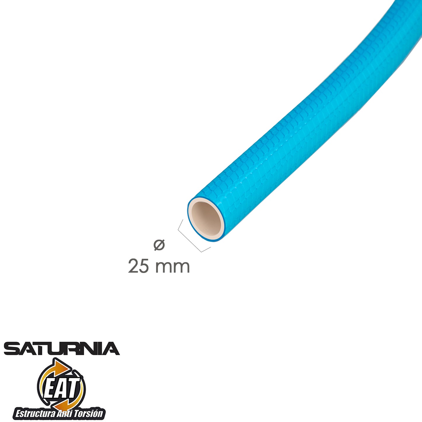 Mangueira Malha Sem Torção Azul Ø 25 mm. Role 50 metros. Mangueira antitorção, Mangueira sem dobras, Mangueira sem nós