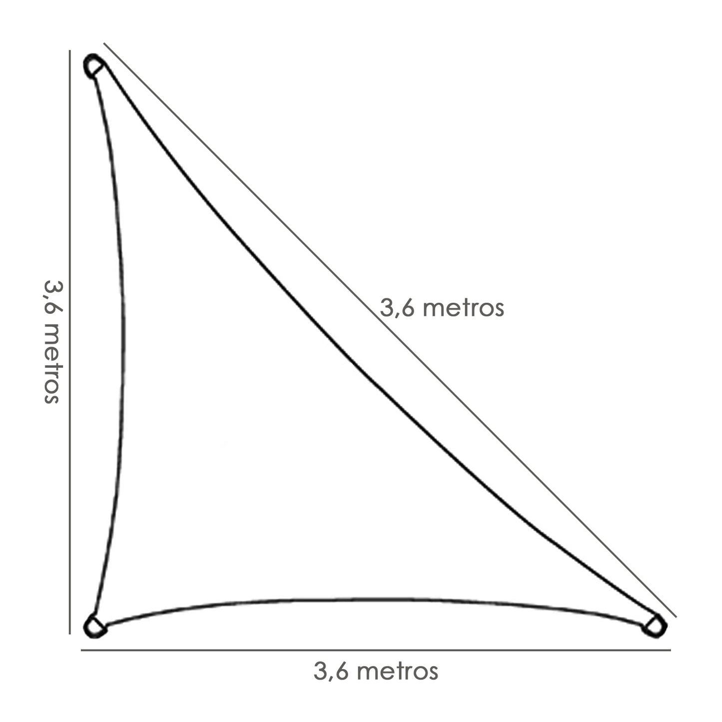 Toldo Vela Sombra Jardin Triangular 3,6x3,6x3,6 metros Gris