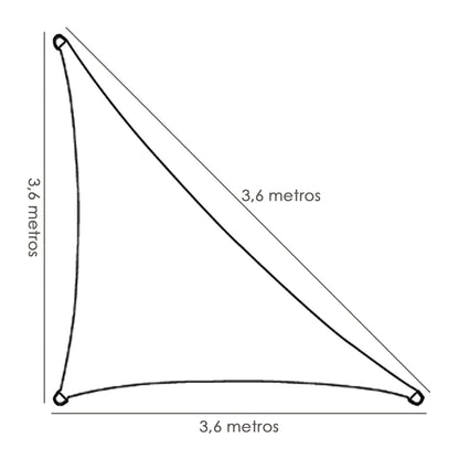 Toldo Vela Sombra Jardin Triangular 3,6x3,6x3,6 metros Gris