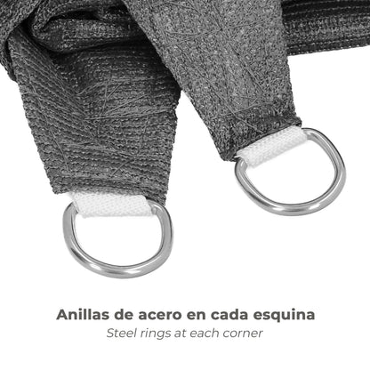 Toldo Vela Sombra Jardin Triangular 3,6x3,6x3,6 metros Gris