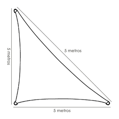 Toldo Vela Sombra Jardin Triangular Gris 5,0 x 5,0 metros.