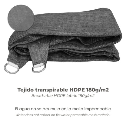 Toldo Vela Sombra Jardin Triangular Gris 5,0 x 5,0 metros.