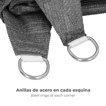 Toldo Vela Sombra Jardin Triangular Gris 5,0 x 5,0 metros.