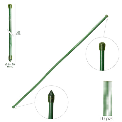 Haste de Bambu Plastificada Tutor Ø 8 - 10 mm. x 90cm. (Pacote 10 Unidades)