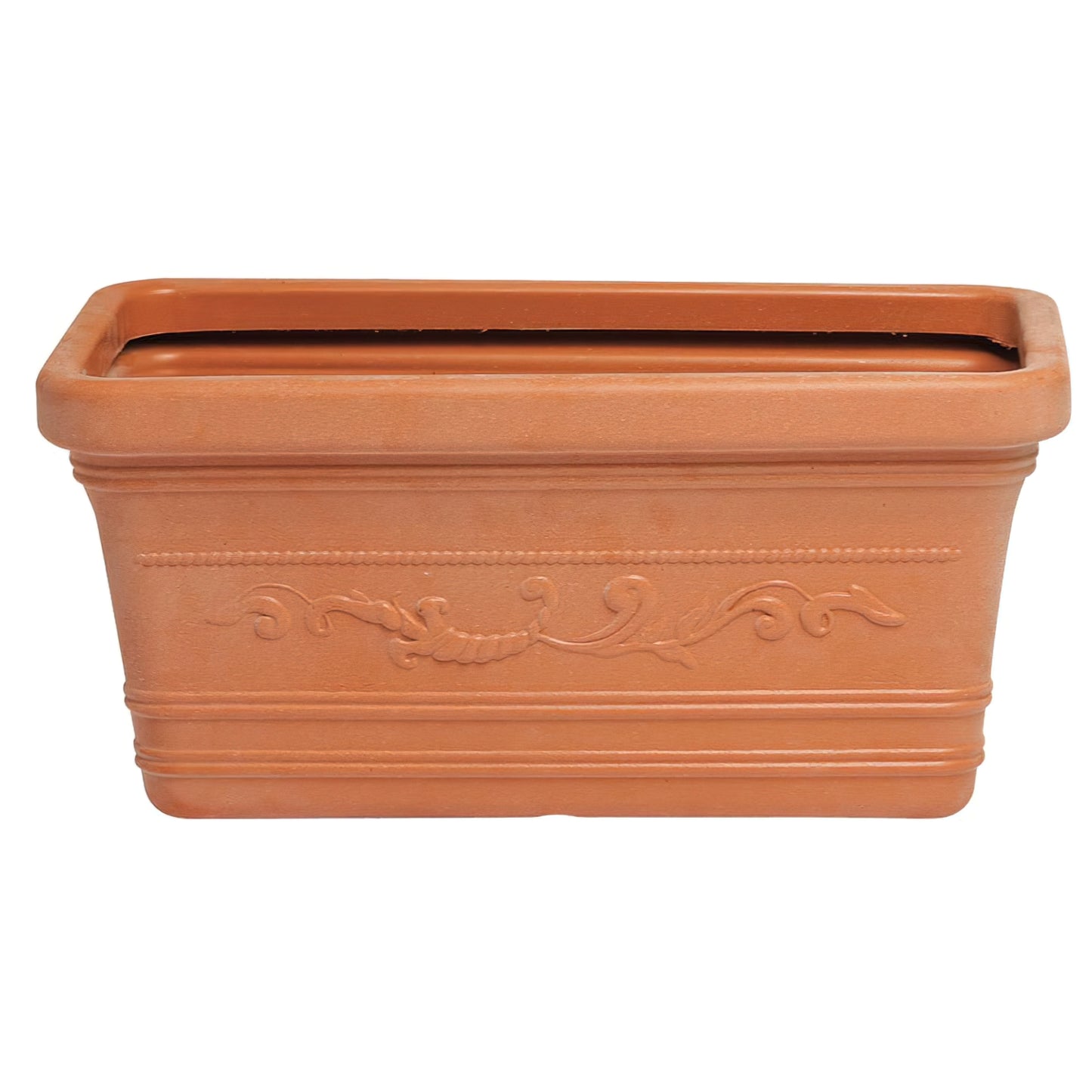 Floreira Retangular Saturnia, Cor Terracota, Resistente, Ideal Exterior, 60x33cm.