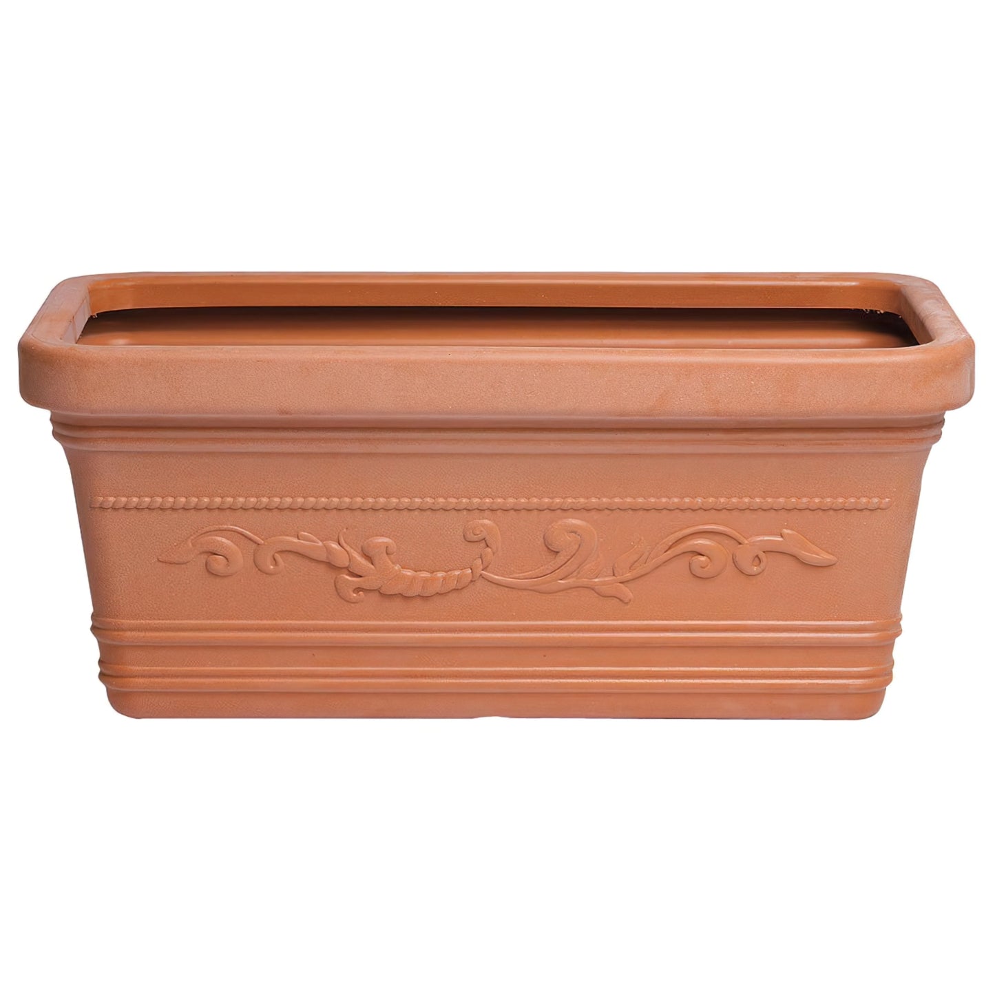 Floreira Retangular Saturnia, Cor Terracota, Resistente, Ideal Exterior, 80x40cm.