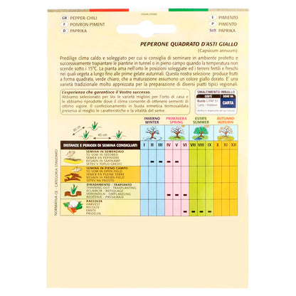 Sementes de Pimentão Amarelo Quadrado (1,5 gramas) Sementes de Hortaliças, Horticultura, Horticultura, Sementes de Jardim.