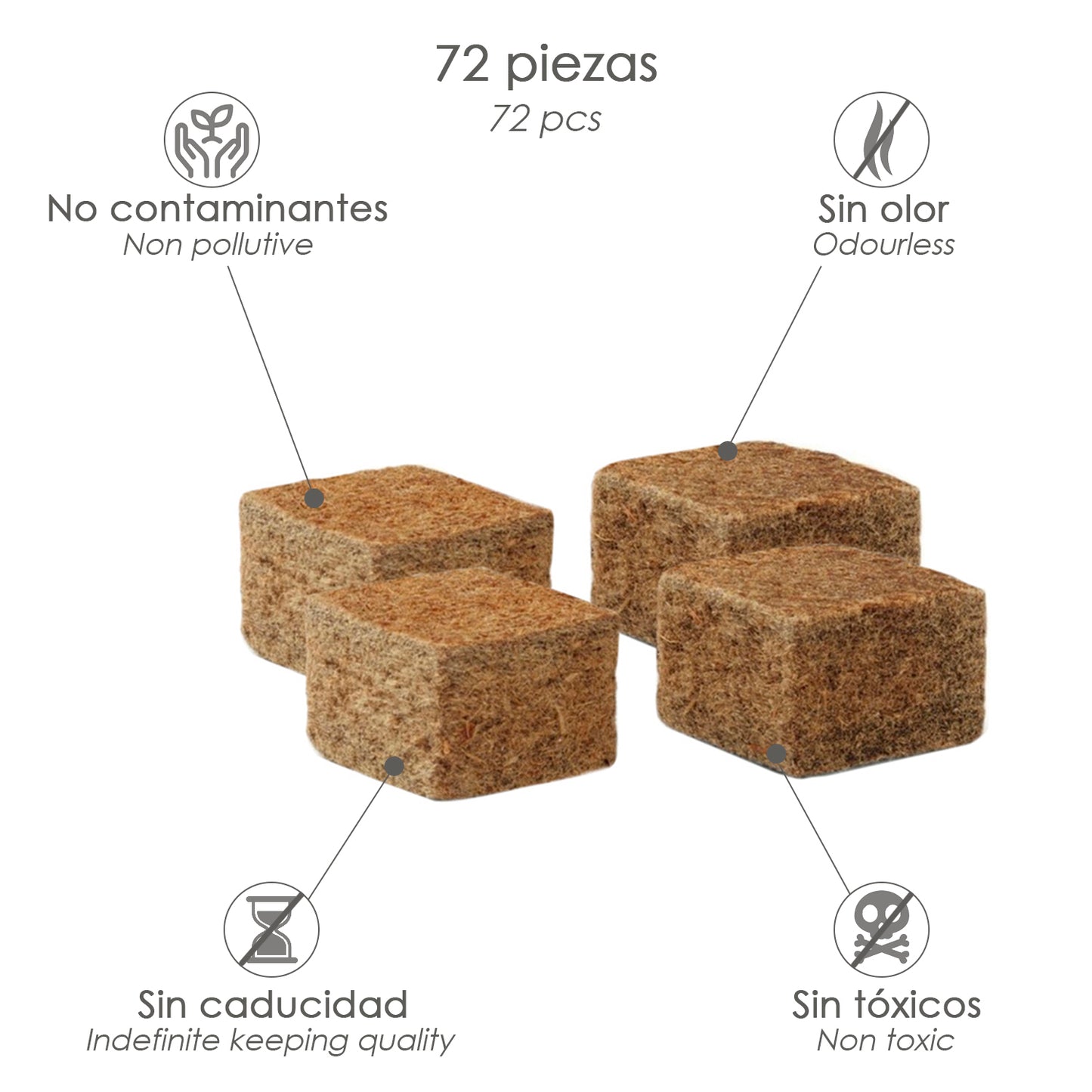 Pastilhas ecológicas de ignição de churrasco 72 peças, não tóxicas, inodoras, ecológicas