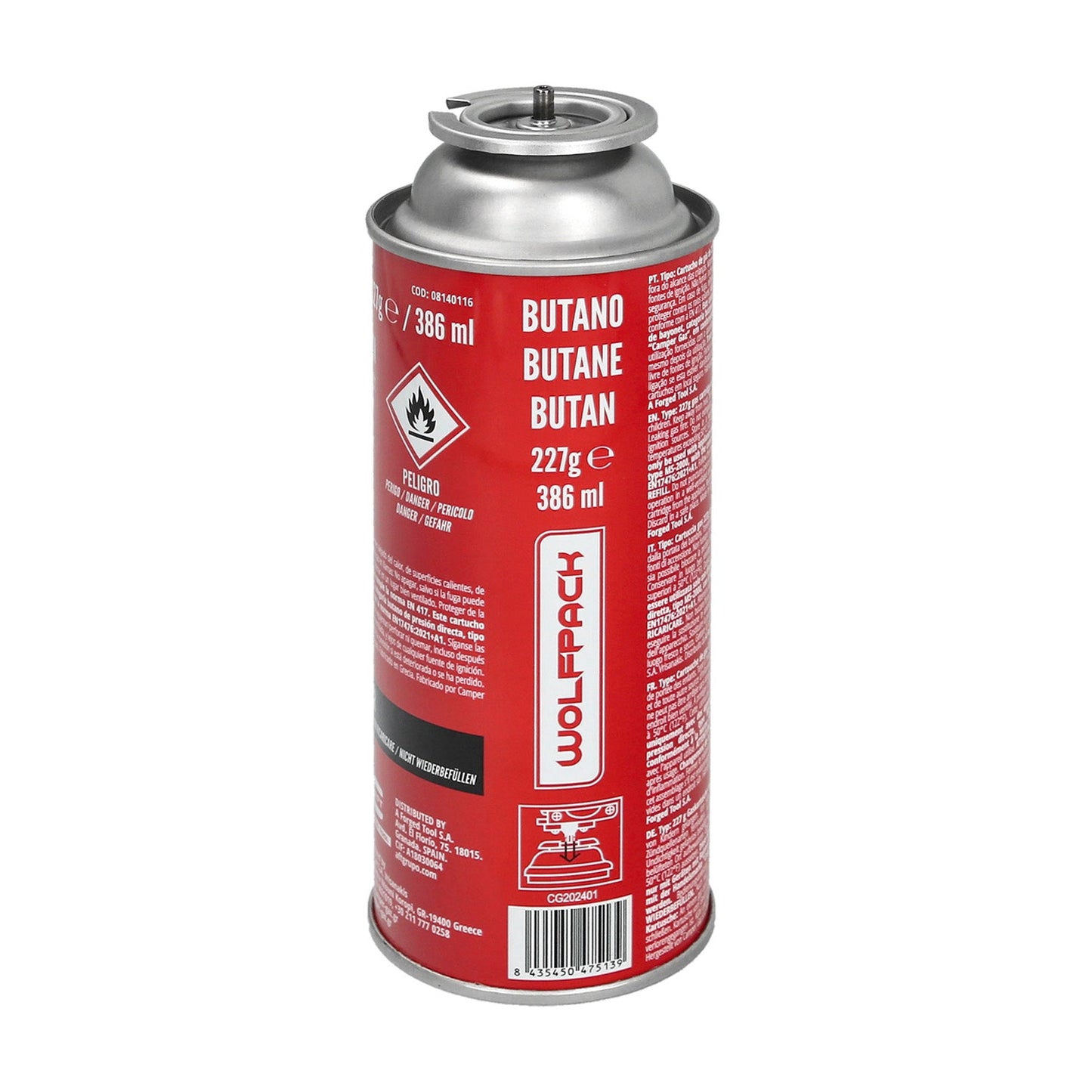 Cartucho Gas B250 (0,227 Kg.)