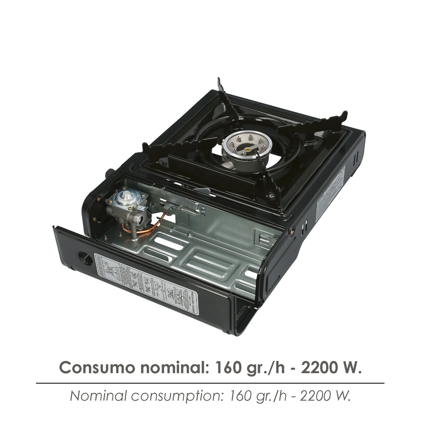 Cocina Gas Inoxidable A Cartucho Con Maletin, Cocina Portatil, Cartuchos Gas 230 gramos. Certificacion EN 17476/2021