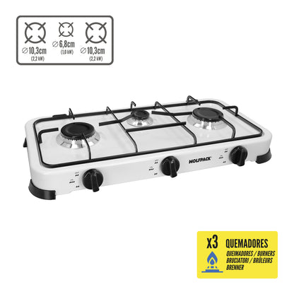 Cocina Gas 3 Fuegos Potencia 5,4 Kw.