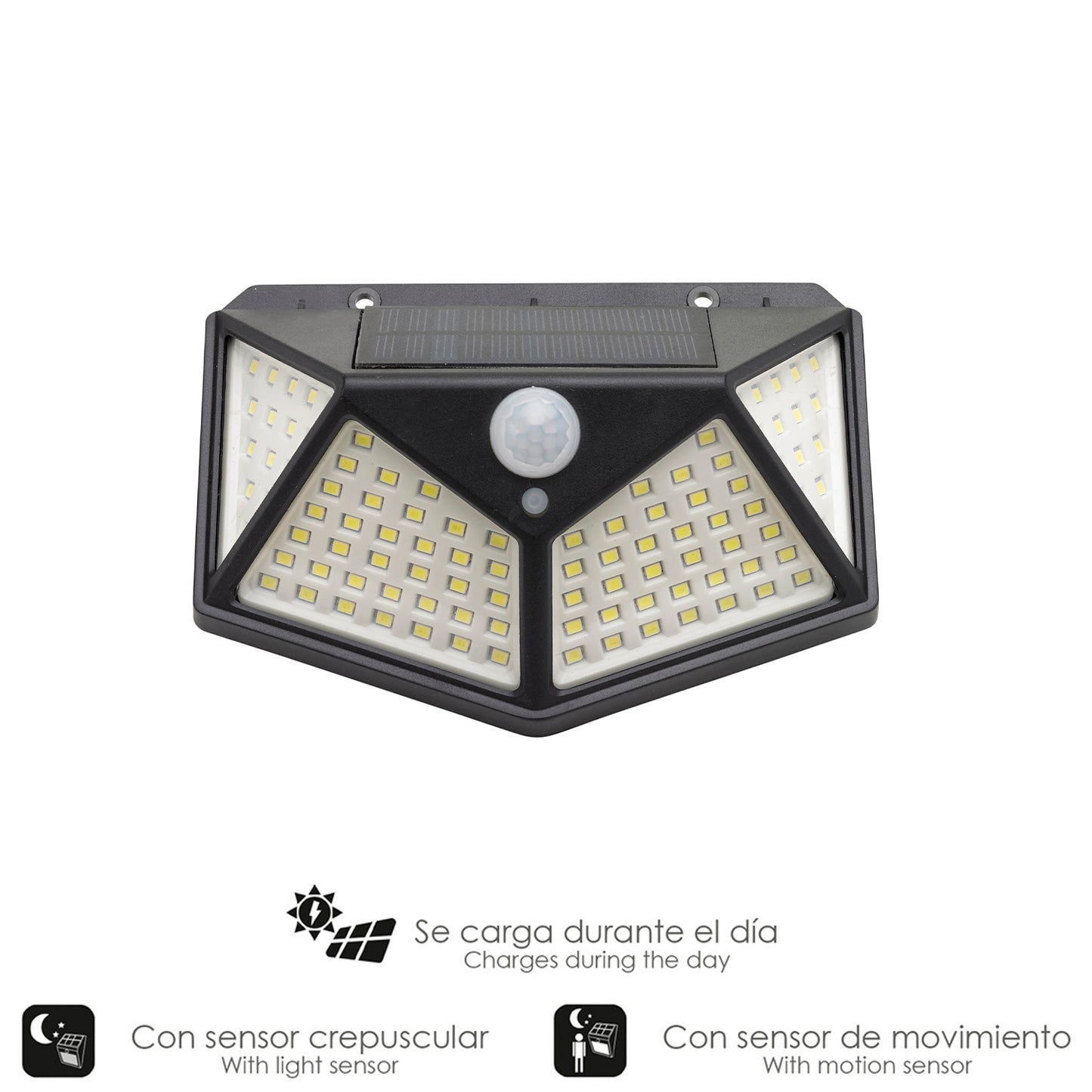 Aplique Solar Led Con Sensor De Luz y De Movimiento 270 Lumenes Ip4x Foco Led A Bateria, Foco Solar.
