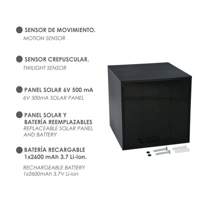 Aplique Solar Led 800 Lumenes Con Detector Movimiento / Crepuscular Protección IP65