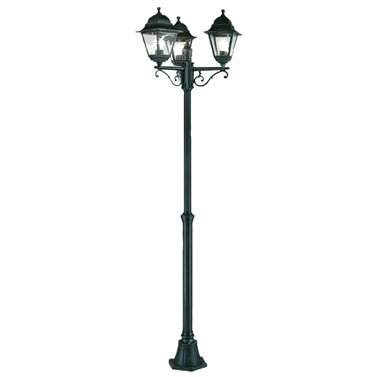 Farol Jardin Extensible Con Columna 3 Faroles 2 Metros  Negro