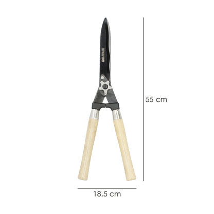 Tijeras Podar Setos 2 Manos Mangos Madera 54 cm. Hojas Acero Antiadherente, Ajuste Corte