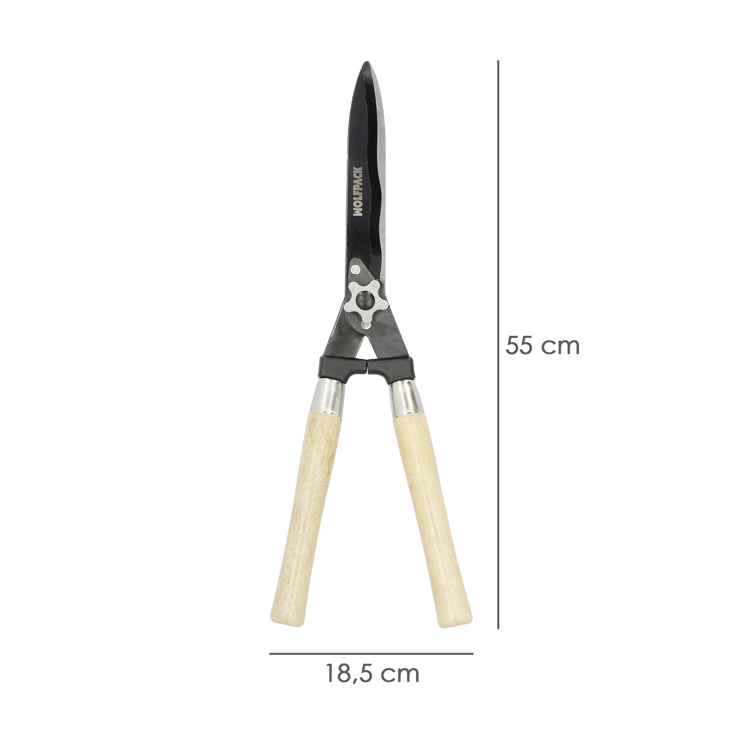 Tijeras Podar Setos 2 Manos Mangos Madera 54 cm. Hojas Acero Antiadherente, Ajuste Corte