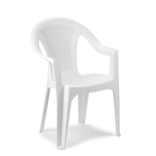 Cadeira de vime de resina com encosto baixo branco Ischia