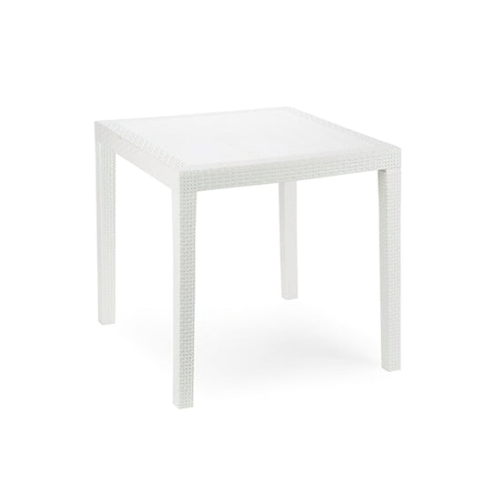 Mesa Resina Ratan Blanca King 80x80 cm.