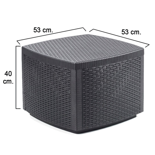 Cómoda Simil Rattan Auxiliar em Resina 53x53x40 cm.