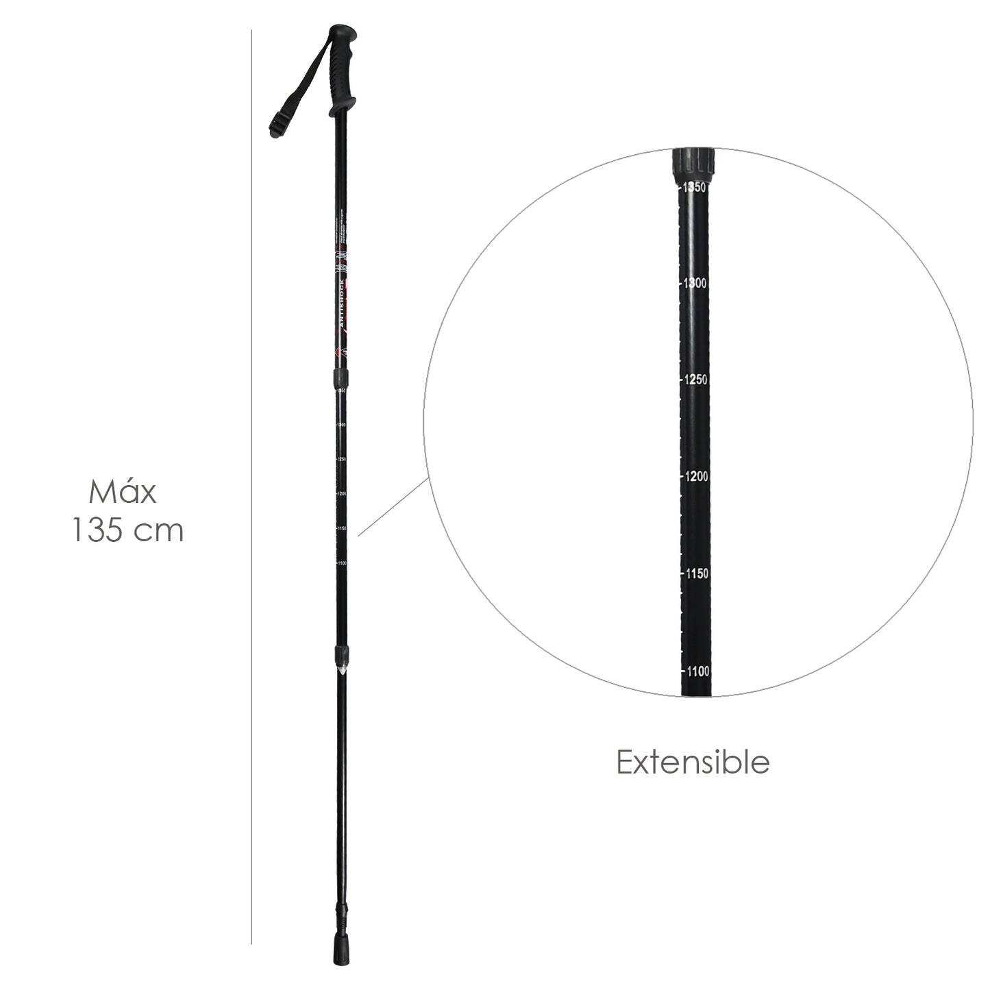 Cane Bordon Walking Extensível 0,65-1,35 metros Preto