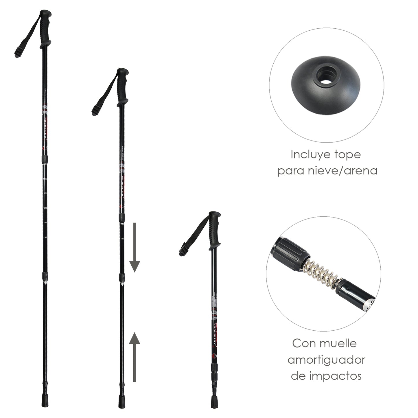 Cane Bordon Walking Extensível 0,65-1,35 metros Preto