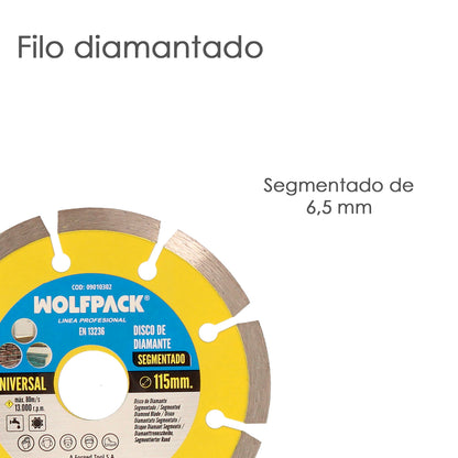 Disco de diamante 115 mm. Trabalho Geral Segmentado Sinterizado